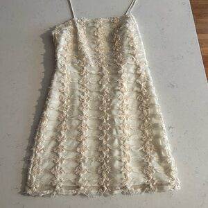 Storia Cream Textured Mini Dress